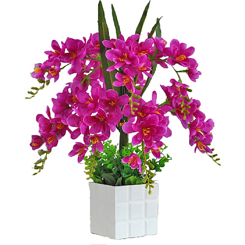 Vase Avec Ensemble De Fleurs Artificielles Fleur En Soie Décoration Intérieure Violet