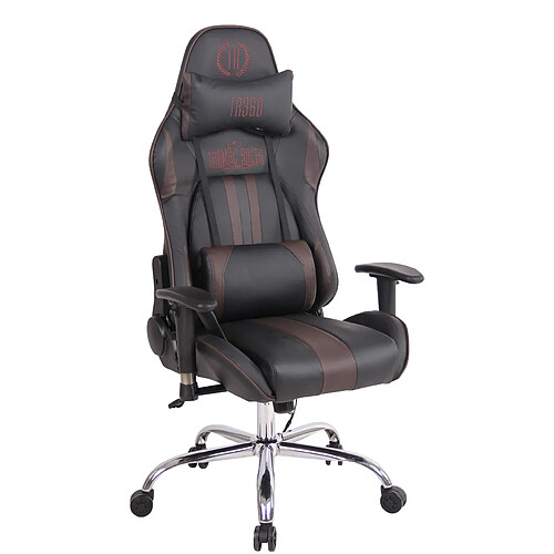 Decoshop26 Fauteuil de bureau gamer design sportif fonction de massage chauffant avec coussins en PVC noir / marron 10_0002527