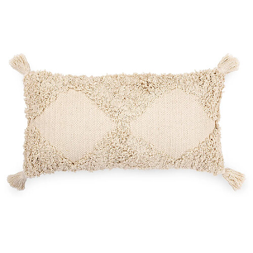 ICONIK INTERIOR Coussin de style boho Bali - Housse et Rembourrage inclus - Doris Crème