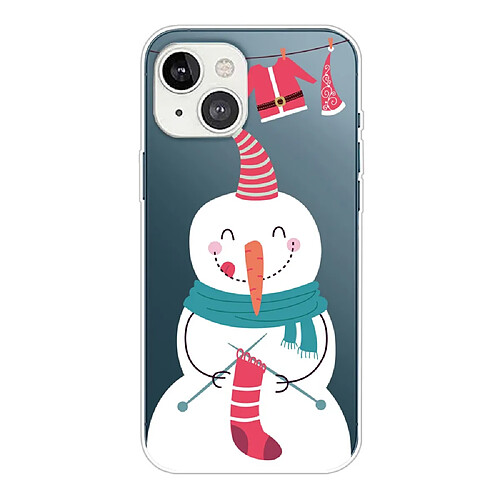 Coque en TPU anti-rayures, motif de noël, flexible pour votre iPhone 14 Plus - Snowman Knits Trick