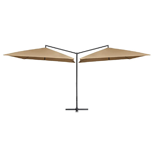 vidaXL Parasol double avec mât en acier 250 x 250 cm Taupe