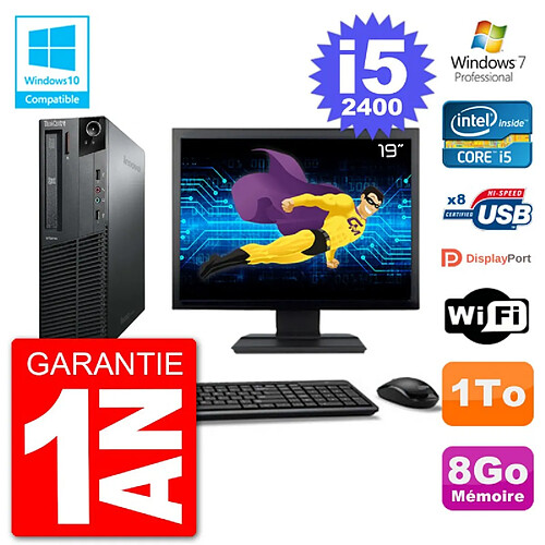 PC Lenovo M82 SFF Ecran 19" i5-2400 RAM 8Go Disque 1To Graveur DVD Wifi W7 · Occasion