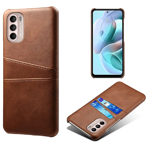 Coque en TPU + PU KSQ avec porte-cartes marron pour votre Motorola Moto G41/G31