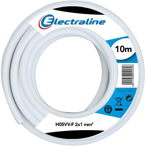 Electraline 11421 Couronne de Cable H05 VV-F 2X1 10M Blanc