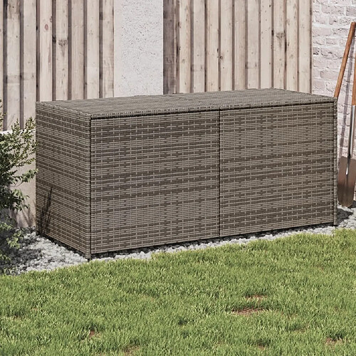 vidaXL Boîte de rangement de jardin gris 283L résine tressée