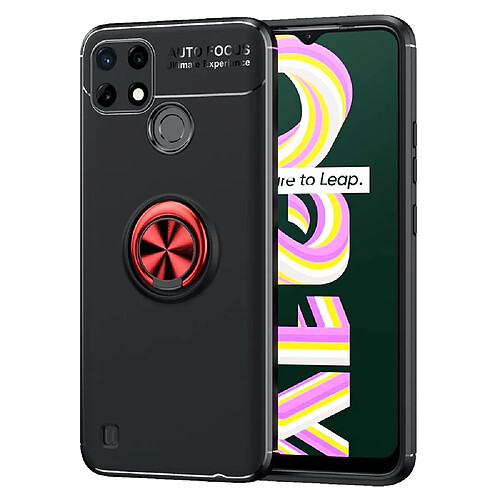 Coque en TPU Anti-empreintes, antichoc avec béquille, noir/rouge pour votre Realme C21Y