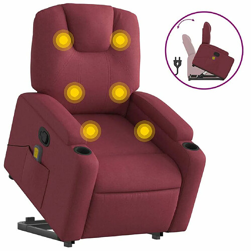 Maison Chic Fauteuil Relax pour salon, Fauteuil inclinable de massage Rouge bordeaux Tissu -GKD97275