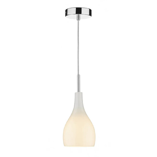 Luminaire Center Suspension Soho chrome poli et verre blanc 1 ampoule