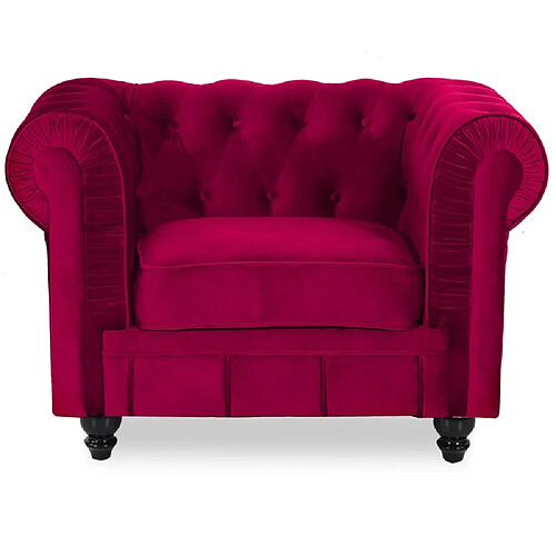 Fauteuil Chesterfield velours Altesse Rouge