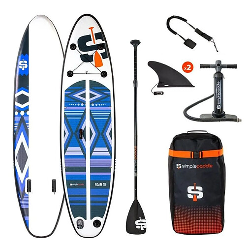 Simple Paddle Stand up Paddle Gonflable ROAM 10' 30'' 6'' (295 x 76 x 15 cm) Gamme COMPACT avec Pagaie, Leash, Pompe et Sac de Transport