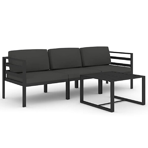 Maison Chic Ensemble de 4 Tables et chaises d'extérieur avec coussins,Salon de jardin Aluminium Anthracite -GKD713143