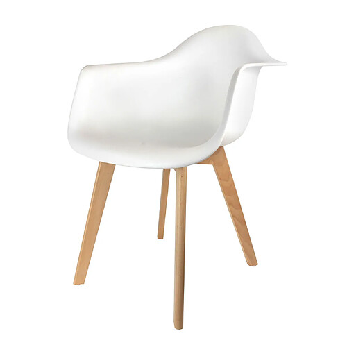 The Concept Factory Fauteuil style Scandinave en polypropylène et bois de hêtre - Blanc