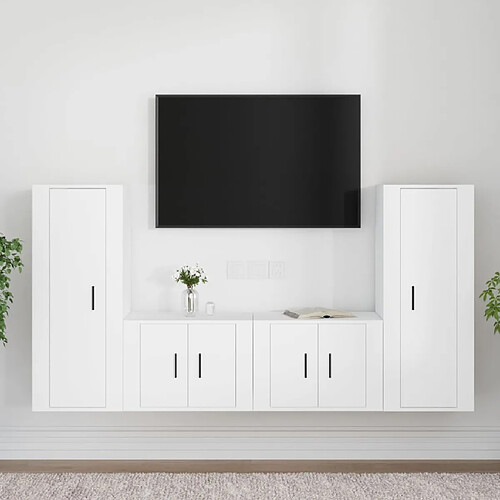 vidaXL Ensemble de meubles TV 4 pcs Blanc Bois d'ingénierie