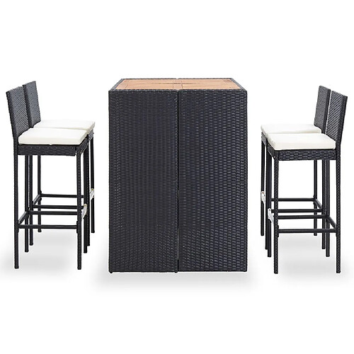 Maison Chic Ensemble de bar 5 pcs,Mobilier d'extérieur,table de bar et chaises Résine tressée et bois d'acacia Noir -GKD477403