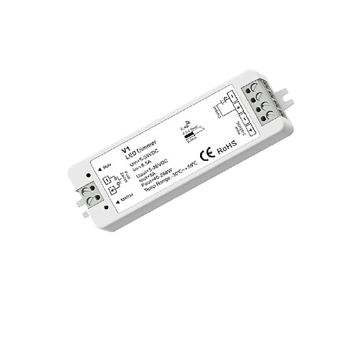 Ledkia Contrôleur Variateur Ruban LED 5/12/24/36V DC Monochrome compatible avec Télécommande RF et Bouton-Poussoir Blanc