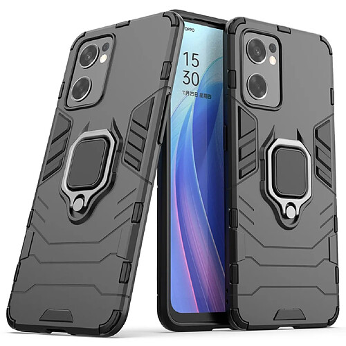 Coque en TPU antichoc, flexible avec béquille, noir pour votre Oppo Reno7 SE 5G