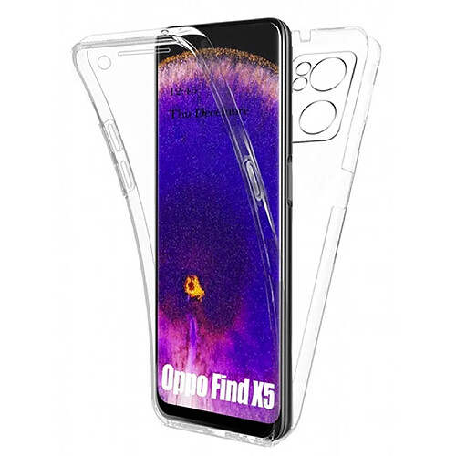 Htdmobiles Coque pour Oppo Find X5 5G - housse etui silicone gel fine 360 integrale (avant et arriere) + film ecran - TRANSPARENT