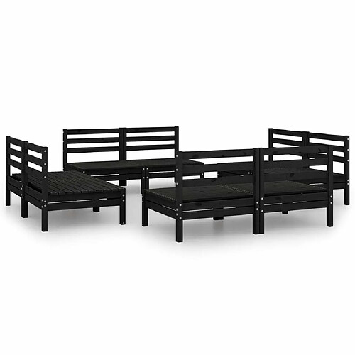 Maison Chic Salon de jardin 8 pcs - Table et chaises d'extérieur - Mobilier/Meubles de jardin Moderne Noir Bois de pin massif -MN35392