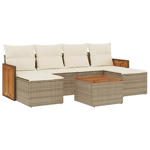 Maison Chic Salon de jardin avec coussins 7 pcs, Ensemble Tables et chaises de jardin, beige résine tressée -GKD808078