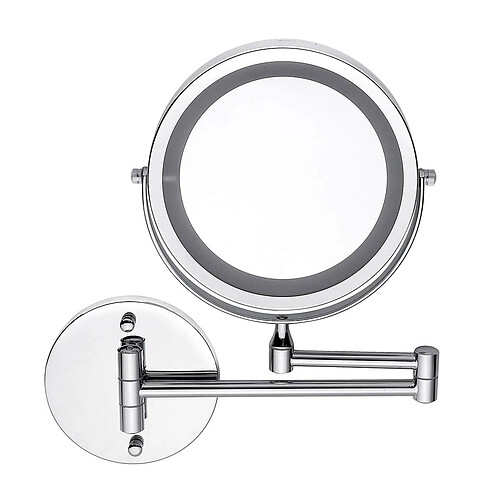 Universal Miroir de maquillage 7''avec lumière LED 5x agrandissement télescopique 2 murs de salle de bains miroir de maquillage