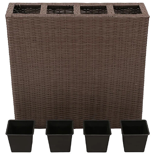 Maison Chic Jardinière,Lit surélevé de jardin - Bac à fleurs - pot de fleur avec 4 pots Résine tressée Marron -GKD13529