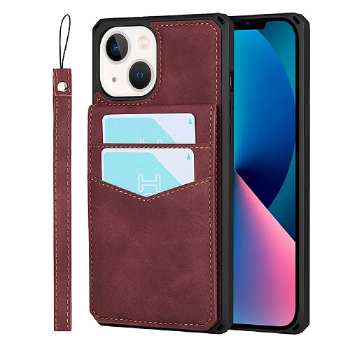 Coque en TPU + PU avec béquille et porte-cartes rouge pour votre iPhone 13 mini 5.4 pouces