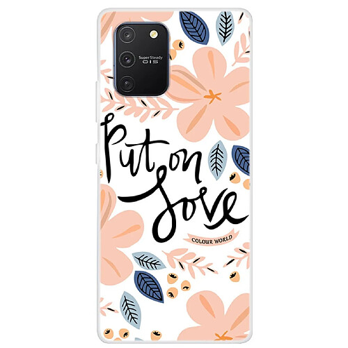 Coque en TPU impression de motifs souple feuille et fleur pour votre Samsung Galaxy A91/S10 Lite