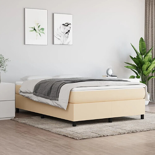 Maison Chic Lit Adulte - Lit simple Lit à sommier tapissier avec matelas moelleux - Meuble de Chambre - Crème 140x200 cm Tissu -MN46821