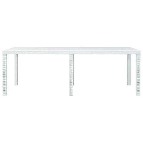 Maison Chic Table de jardin | Table d'extérieur Blanc 220x90x72 cm Plastique Aspect de rotin -GKD93493