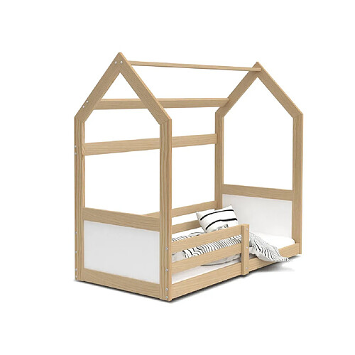 Kids Literie Lit Cabane Miki 80x160 Pin-blanc Pin - blanc Livré avec sommiers