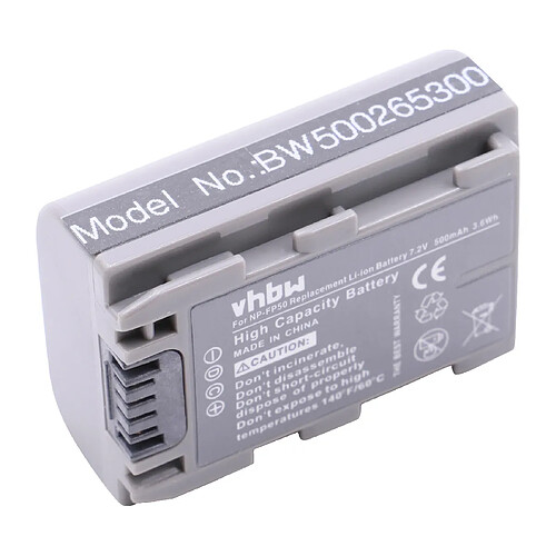 Vhbw Batterie LI-ION 500mAh pour SONY, remplace NP-FP30 NP-FP50 NP-FP51 NP-FP60 NP-FP70 NP-FP71 NP-FP90 NP-FP91