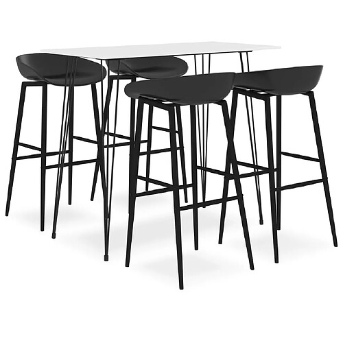 vidaXL Ensemble de bar 5 pcs Blanc et noir