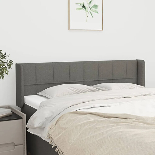 Maison Chic Tête de lit scandinave avec oreilles,meuble de chambre Gris foncé 147x16x78/88 cm Tissu -MN88051