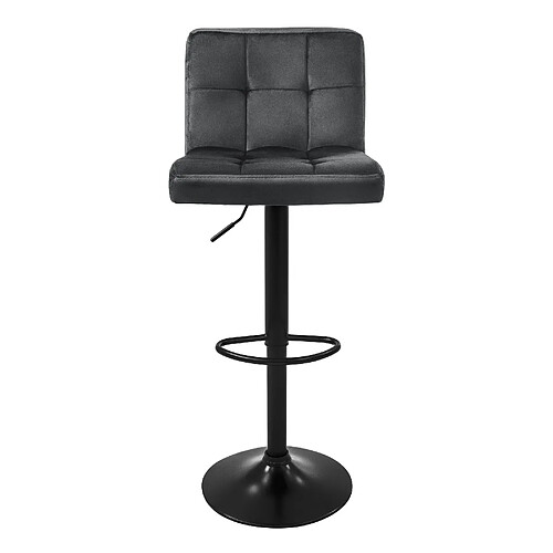 Tabouret de bar (lot de 2) Gris Revêtement velours avec dossier et repose-pieds Hauteur réglable 63-83cm ML-Design