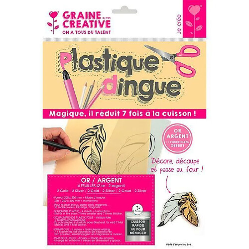 Graines Creatives Kit plastique dingue 4 feuilles 26 x 20 cm - 2 or & 2 argent