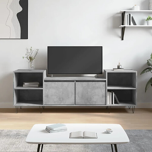 Maison Chic Meuble TV scandinave - Banc TV pour salon Gris béton 160x35x55 cm Bois d'ingénierie -MN74014