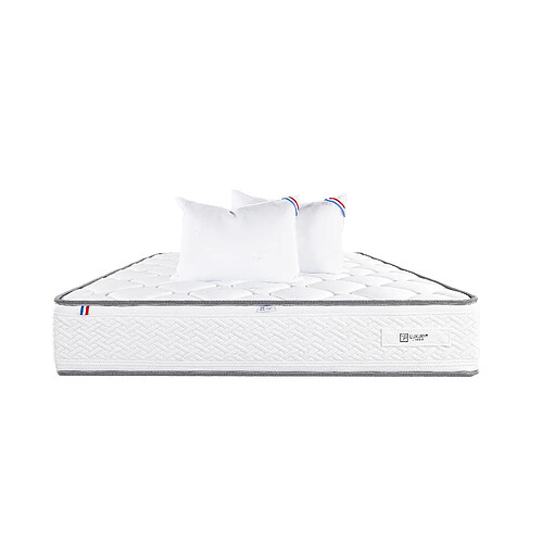 LUXURY LITERIE Matelas 140x190 cm, Iris, 20 cm, mémoire de forme, ferme, face été/hiver + 2 oreillers