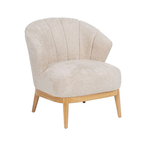 BigBuy Home Fauteuil Crème Naturel Bois d'hévéa Foam Tissu 71 x 75 x 76 cm