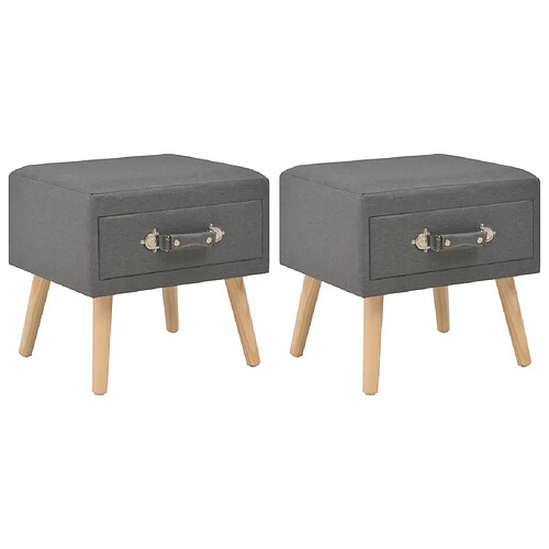 Maison Chic Lot de 2 Tables de chevet - Tables de Nuit Gris foncé 40x35x40 cm Tissu