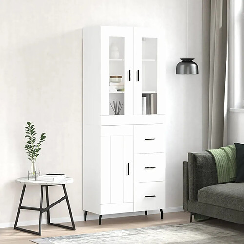 vidaXL Buffet haut Blanc 69,5x34x180 cm Bois d'ingénierie