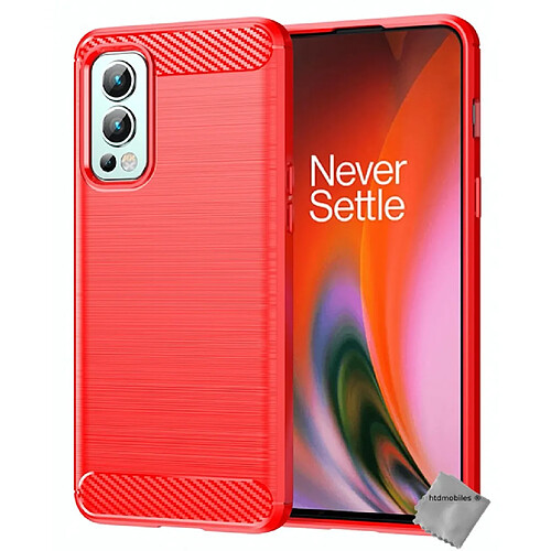 Htdmobiles Coque silicone gel carbone pour OnePlus Nord 2 5G + film ecran - ROUGE