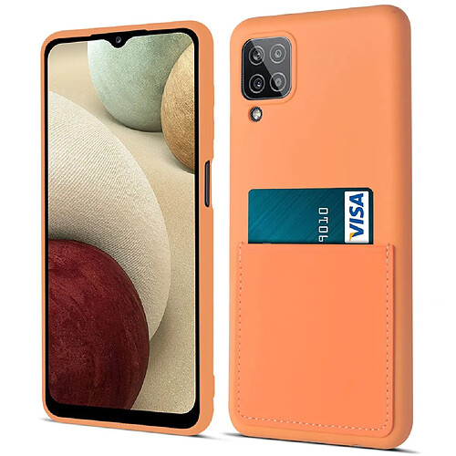 Coque en silicone anti-rayures avec porte-carte orange pour votre Samsung Galaxy A12 5G