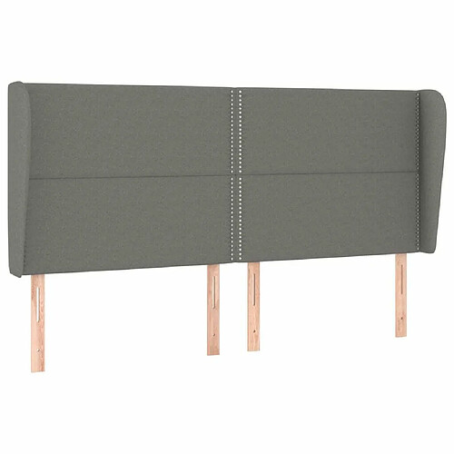 Maison Chic Tête de lit moderne avec oreilles pour chambre - Décoration de lit Gris foncé 163x23x118/128 cm Tissu -MN20668