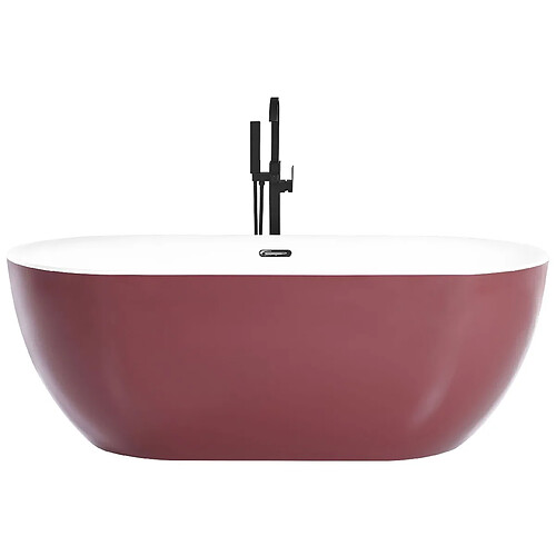 Beliani Baignoire îlot rouge bordeaux 170 x 80 cm CARRERA