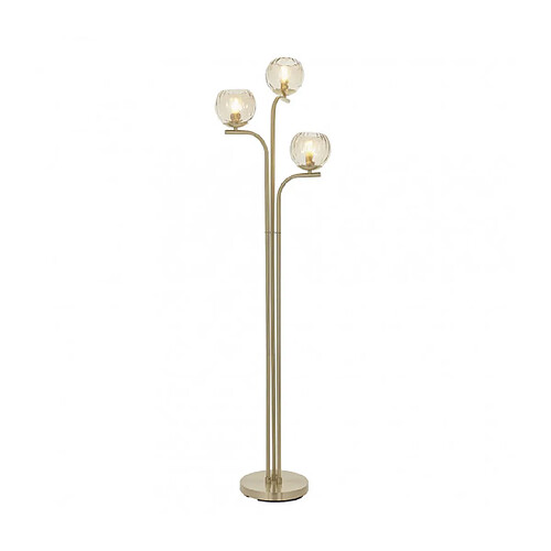 Endon Lampadaire Dimple Acier,verre Plaque Laiton en satin,verre lustre de champagne 1 ampoule 162cm