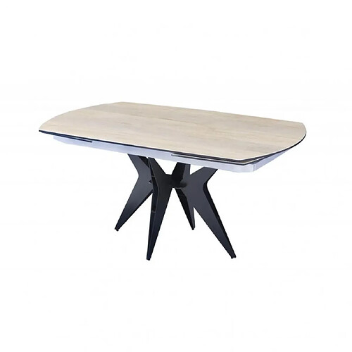 Inside 75 Table de repas extensible BOOMERANG 160/228 x 95 cm plateau finition bois pied acier noir