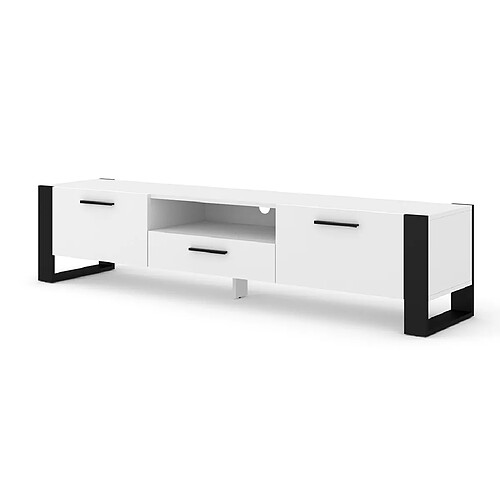 Bestmobilier Donnely - meuble tv - blanc et noir - 200 cm