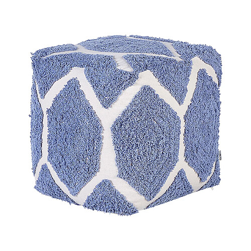 Beliani Pouf ROJHAN Bleu Coton 40 cm 40 cm