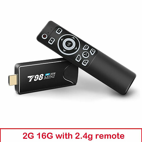 Mini Tv Stick Box Tv T98 Mini Tvbox Rk3318 Android10.0 Tv Box Lecteur Multimédia Récepteur Tv 2 16G 2 16G_Prise Britannique