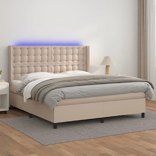 vidaXL Sommier à lattes de lit matelas LED Cappuccino 180x200 cm